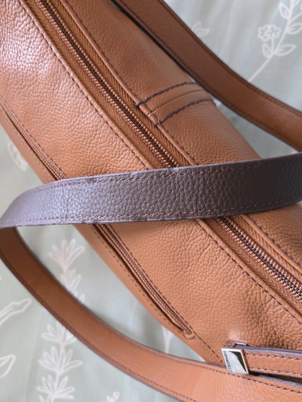Tignanello Super Stitch Pebble Leather Convertible Shoulder Bag Cognac NWT - Picture 16 of 16